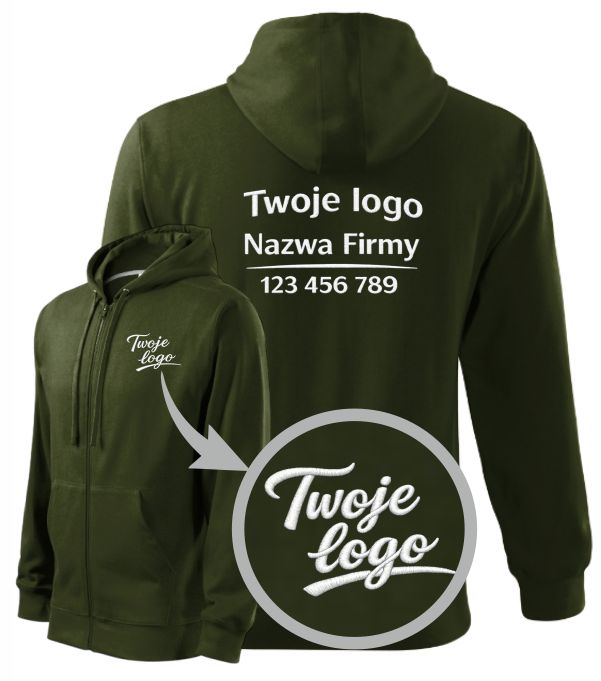 Bluza męska Malfini Trendy Zipper 410 – bluza z kapturem i zamkiem pod haft i nadruk