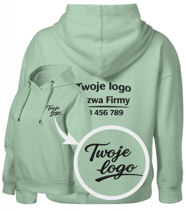 Bluza damska Malfini Moon 421 – oversize hoodie bez metki pod nadruk i haft