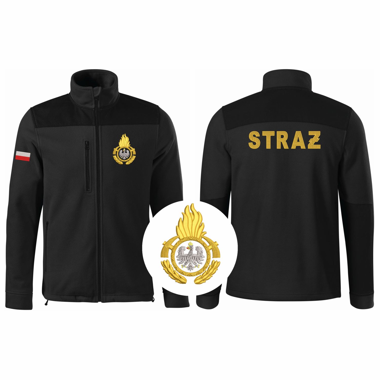 Polar strażacki OSP z haftem Ognik złoty – 340 g/m²