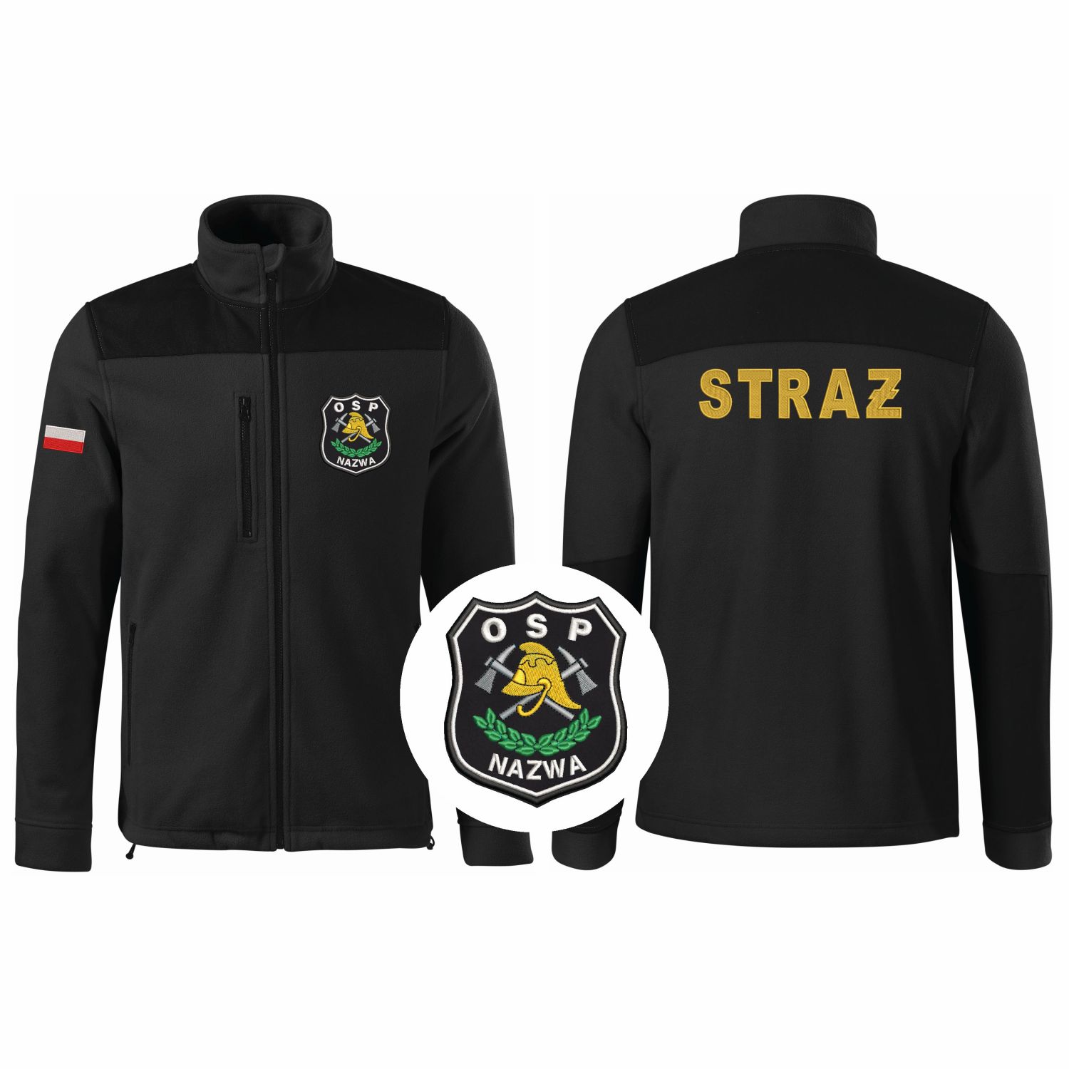 Polar strażacki OSP z haftem – tarcza OSP, 340 g/m²