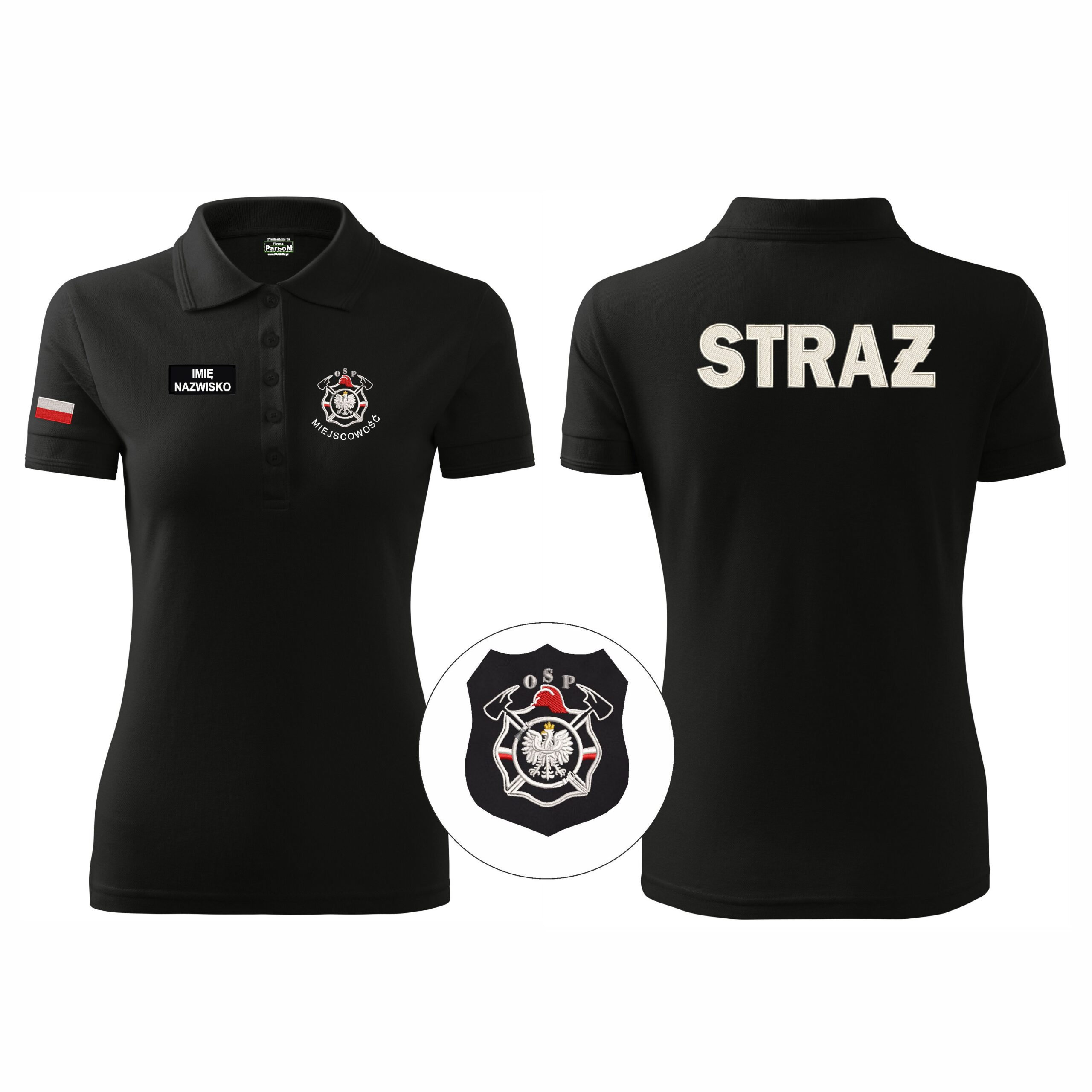 Damska Koszulka Polo Strażacka OSP / PSP z Haftem